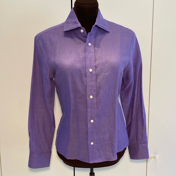 Ralph Lauren purple label Italy linen blouse S purple